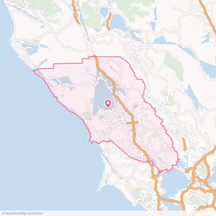 Map of the flower delivery area in Sonoma County, California