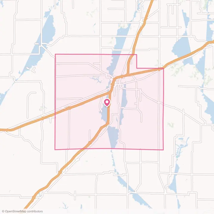 Map of the flower delivery area in Effingham County, Illinois