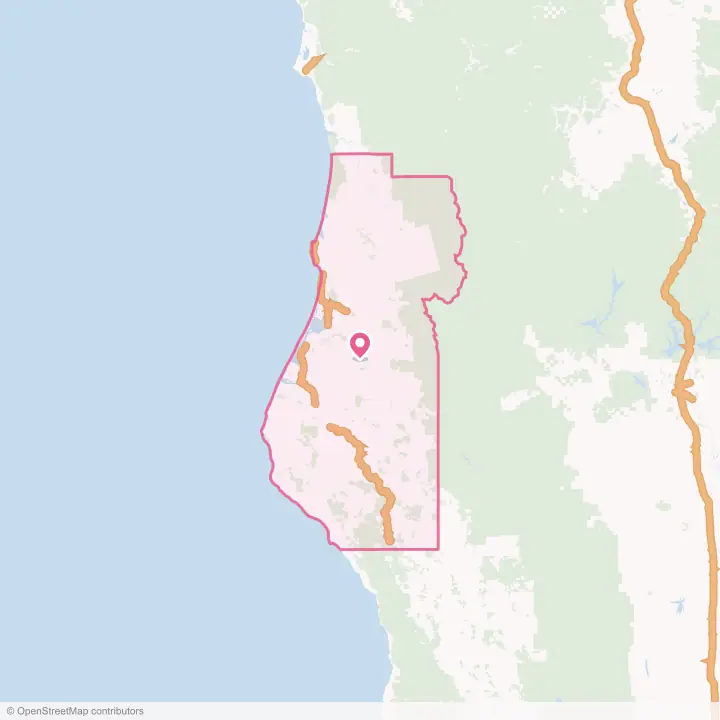 Map of the flower delivery area in Humboldt County, California