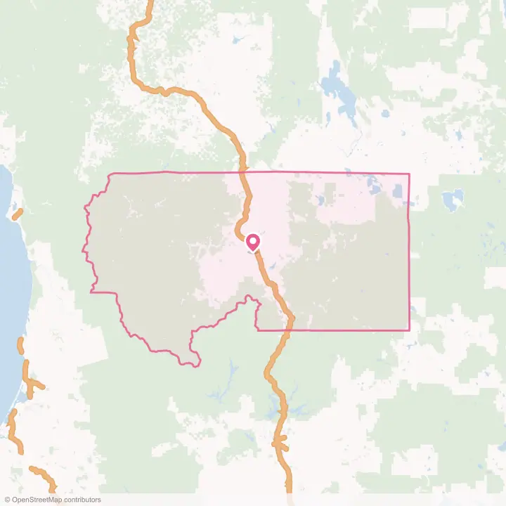 Map of the flower delivery area in Siskiyou County, California