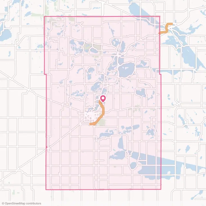 Map of the flower delivery area in Kandiyohi County, Minnesota