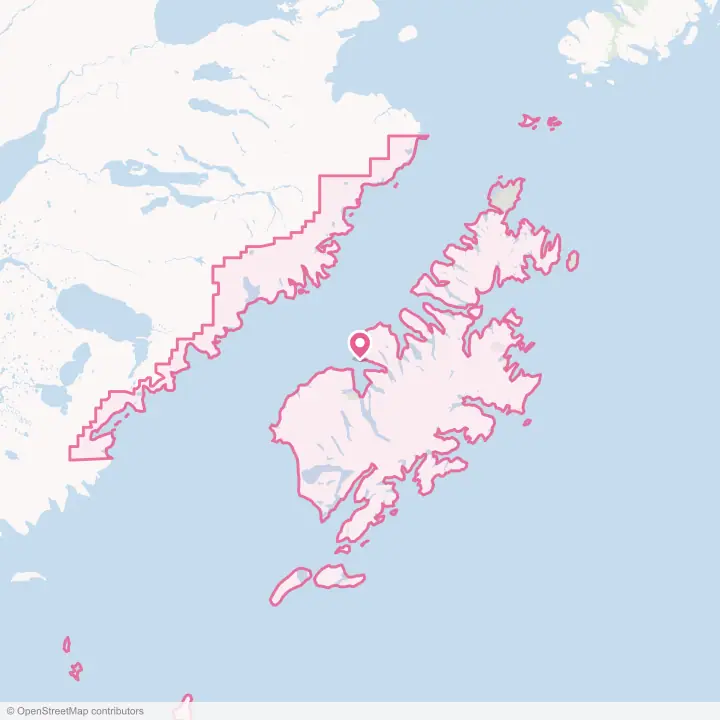 Map of the flower delivery area in Kodiak Island Borough, Alaska